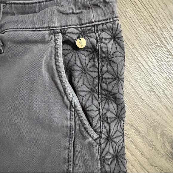 Anthropologie Pilcro Letterpress Hyphen Embroidered Gray Skinny Jeans Sz 27 - Picture 9 of 15